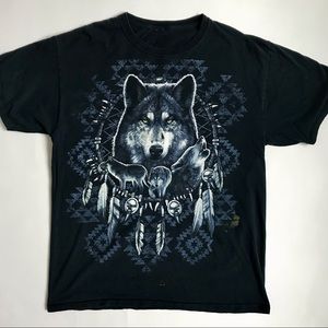 Wolf Dream Catcher Black Shirt L